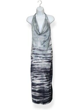 Young Fabulous & Broke Rebel Satin Gray Tie Dye Halter Slip Dress Size Medium